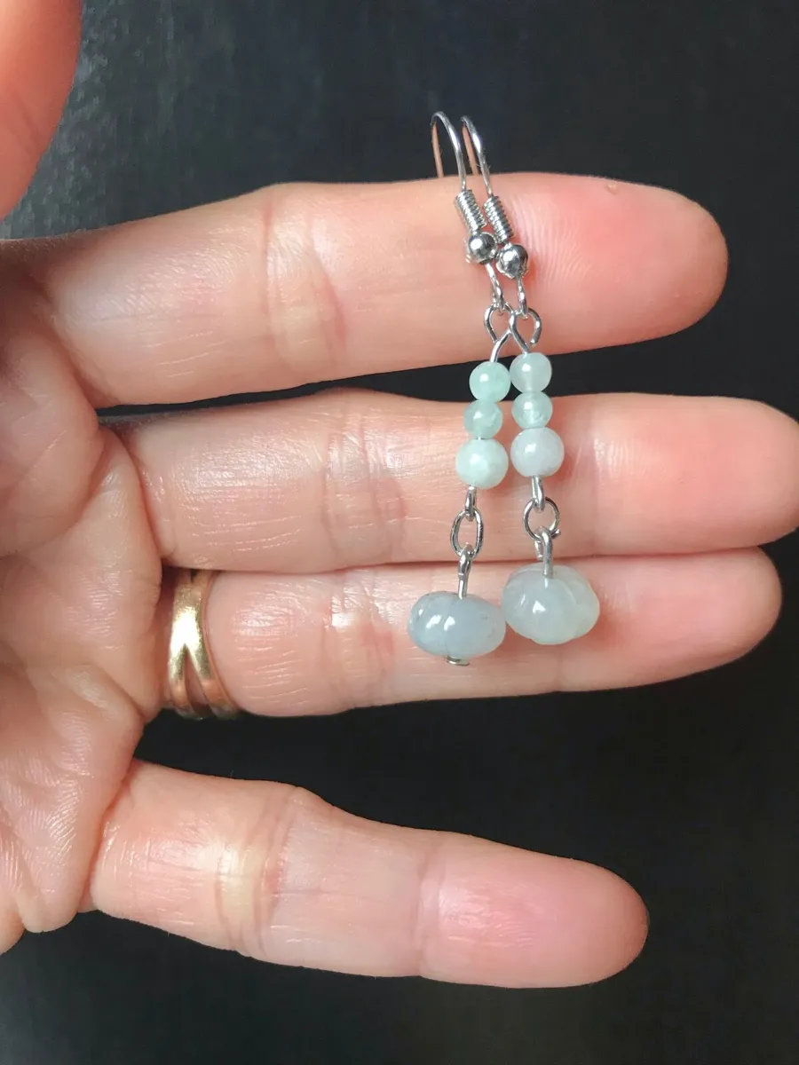 Handmade Jadeite Jade Earrings - Image 2