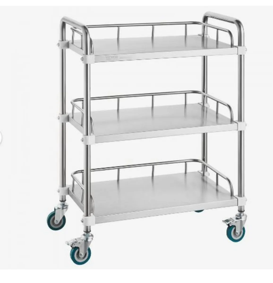 Lab Rolling Cart, 3-Shelf Stainless Steel Rolling - Image 1