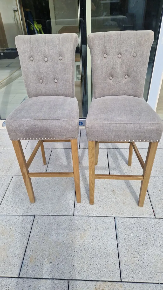 Grey fabric counter stools - Image 1
