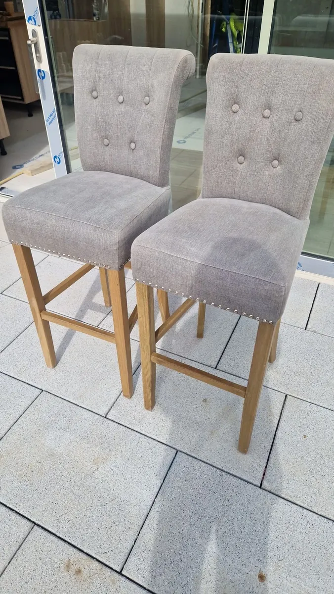 Grey fabric counter stools - Image 2