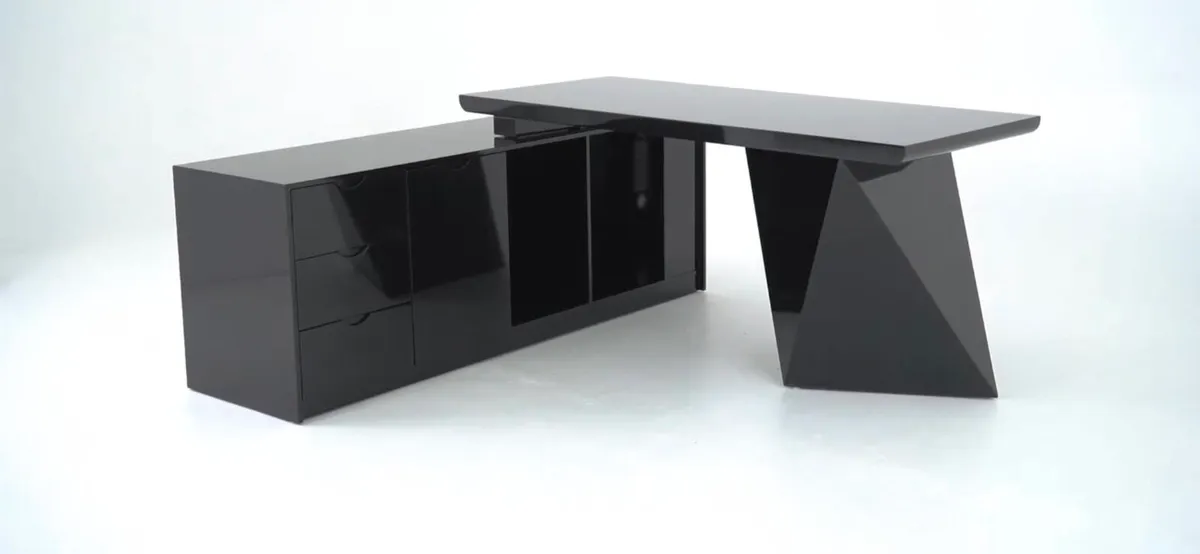 Modern corner desk, new, with drawers & Cabinet - Image 2