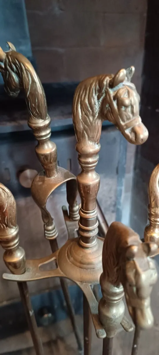 Original Victorian fireplace companion set & stand - Image 2