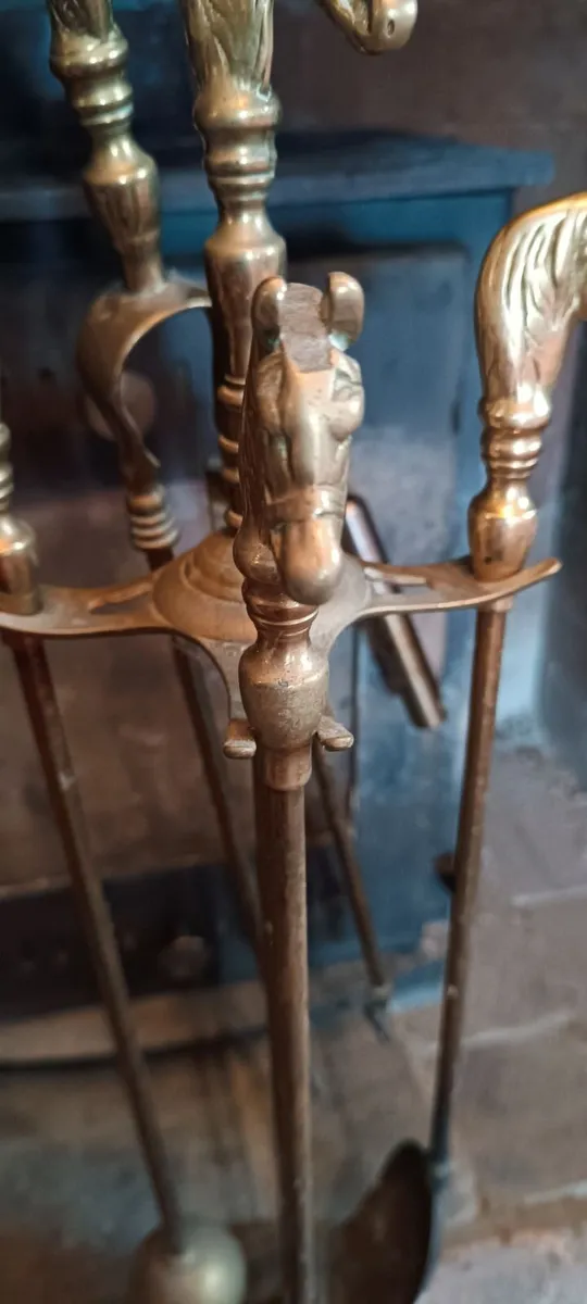 Original Victorian fireplace companion set & stand - Image 3