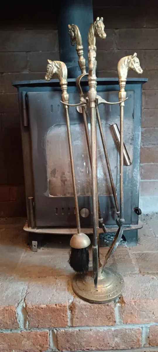 Original Victorian fireplace companion set & stand - Image 1