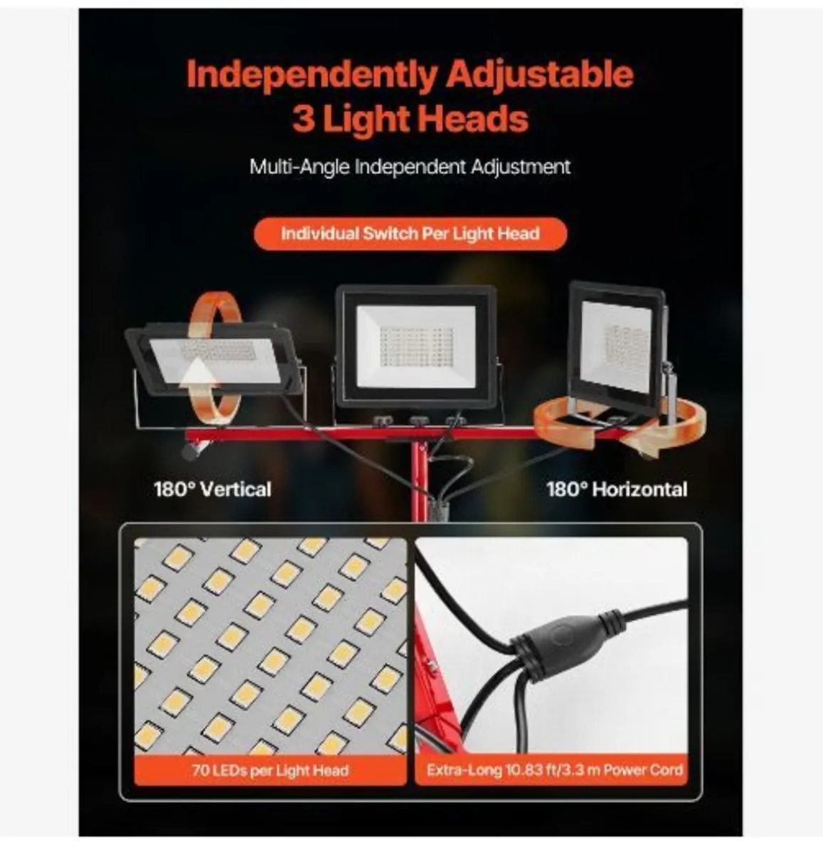 LED Work Light with Stand, 15000 Lumens - Image 4