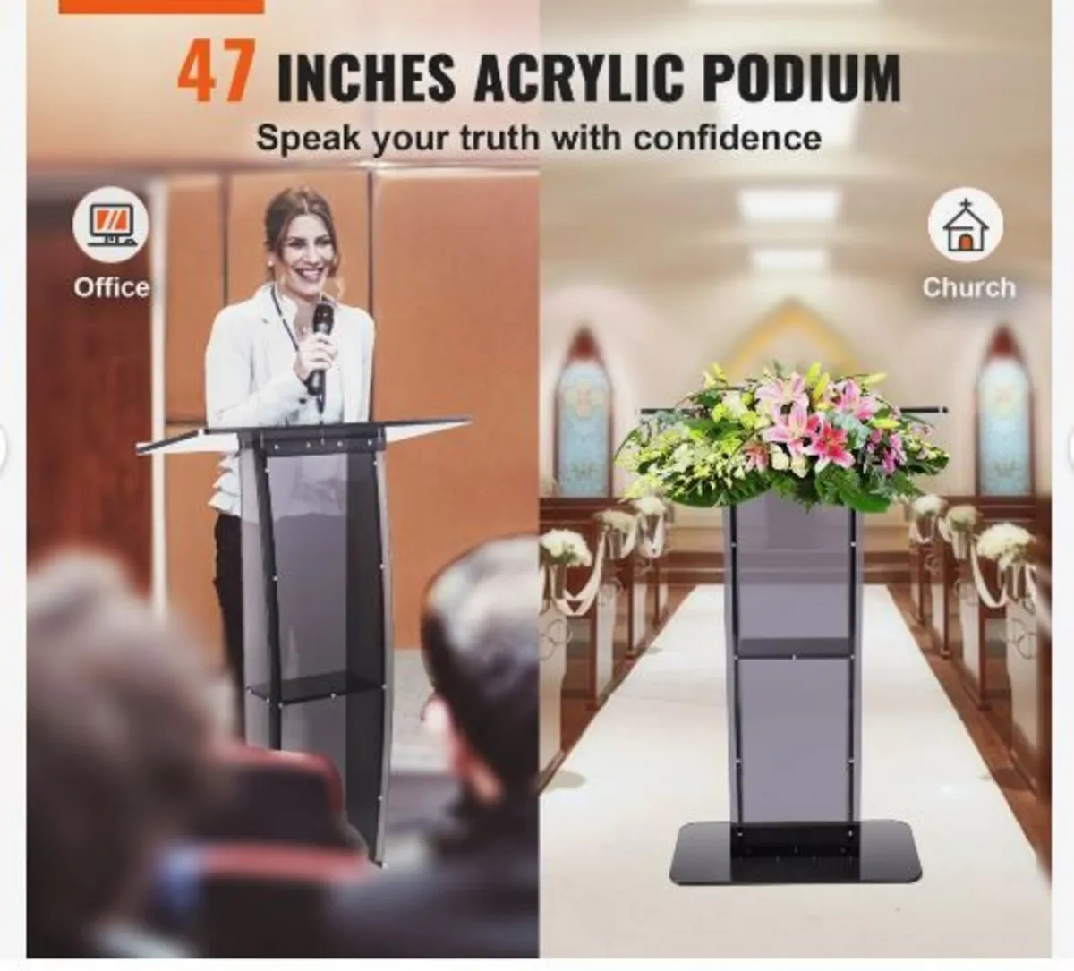 Acrylic Podium, 119 cm Tall - Image 2