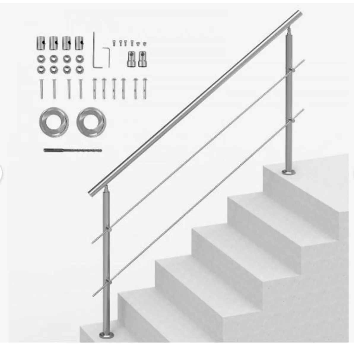 180.1 cm Handrails for Outdoor Steps 2 Crossbars - Image 1