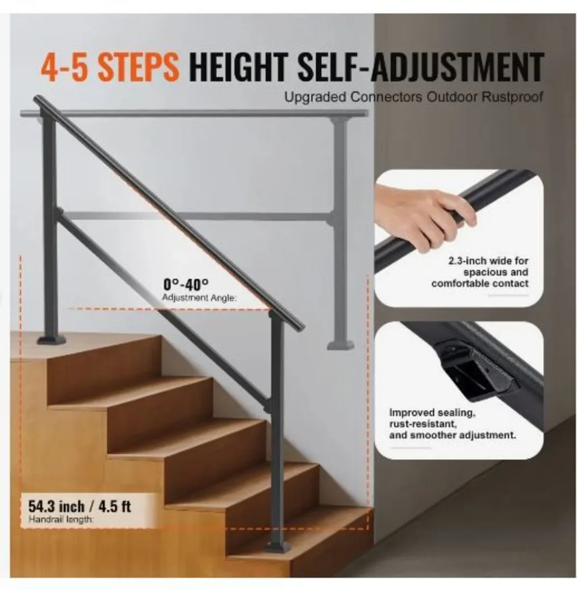 Handrails for Outdoor Steps, 4-5 Step - Image 4