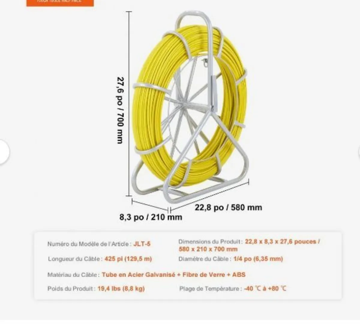 Fish Tape Fiberglass, 129.5 m, 6.4 mm - Image 4