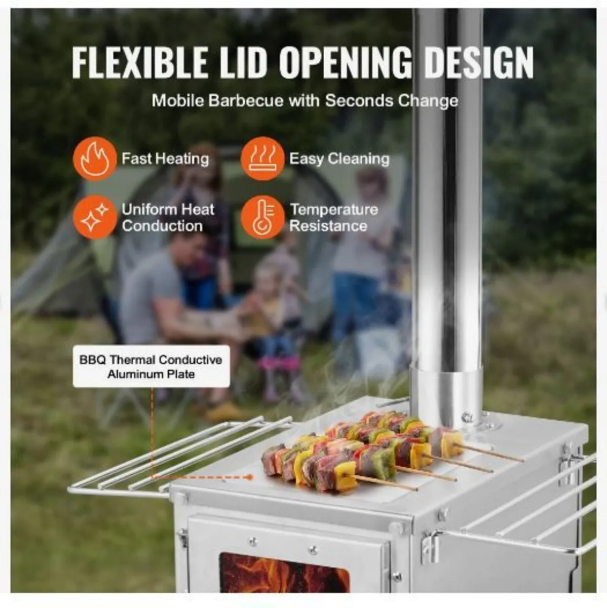 Wood Stove, 203.20 cm, Stainless Steel - Image 2