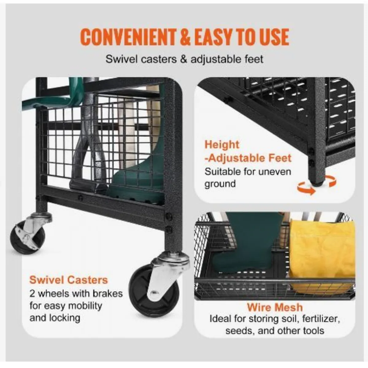 Garden Tool Organizer, 16 Slots with Hooks - Image 4