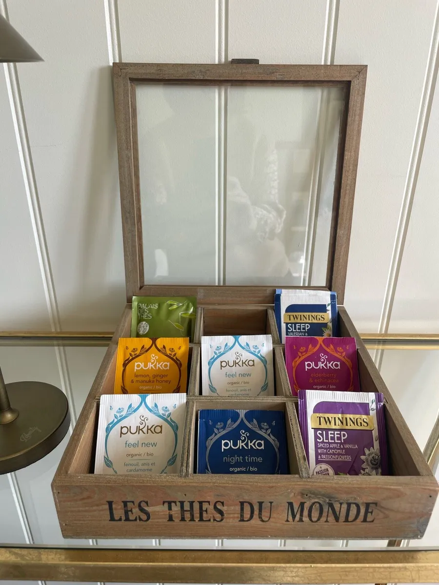 Wood & Glass Tea storage box - Image 1