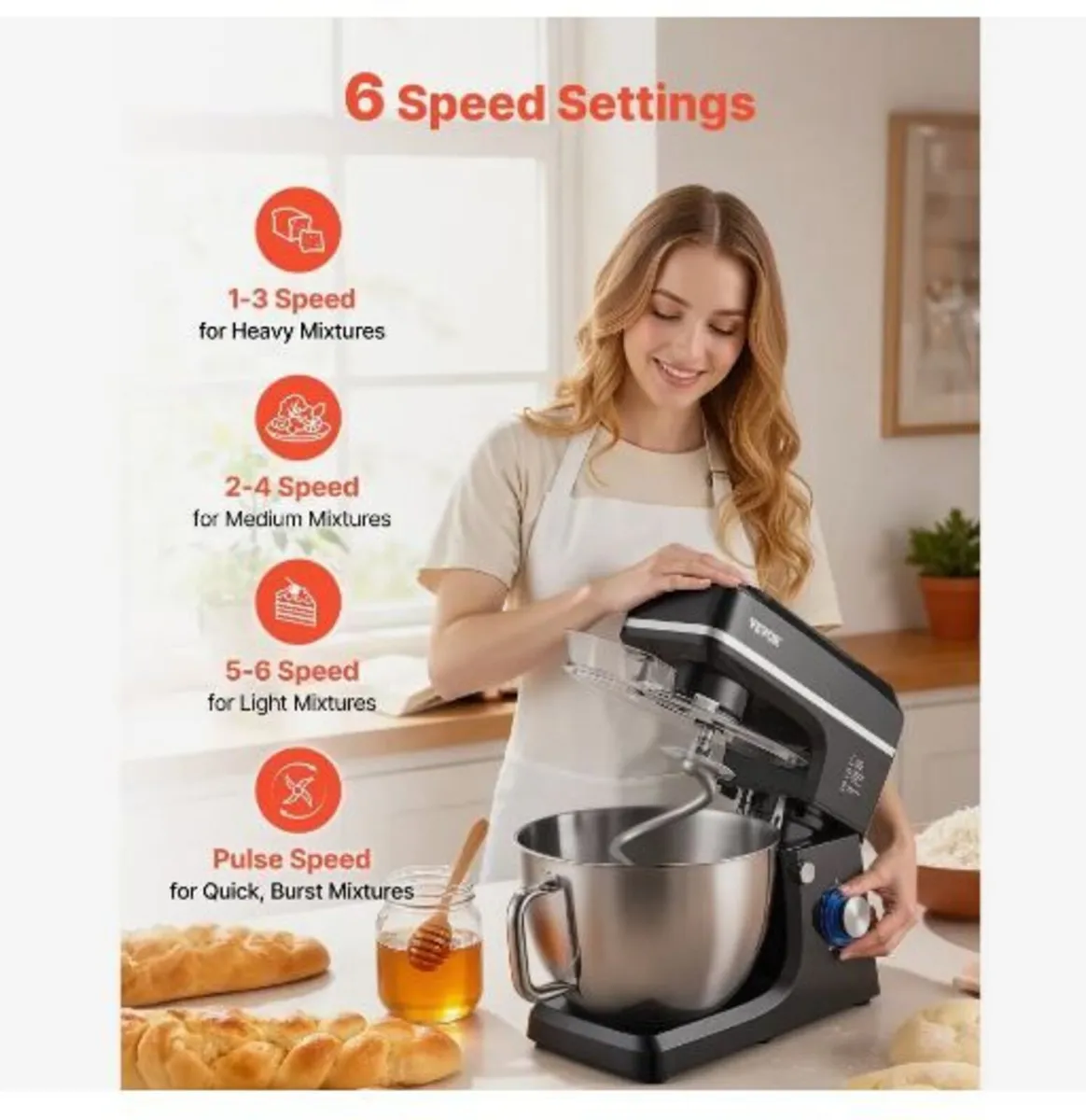 Stand Mixer, 8.3QT Dough Mixer, 1400W - Image 2