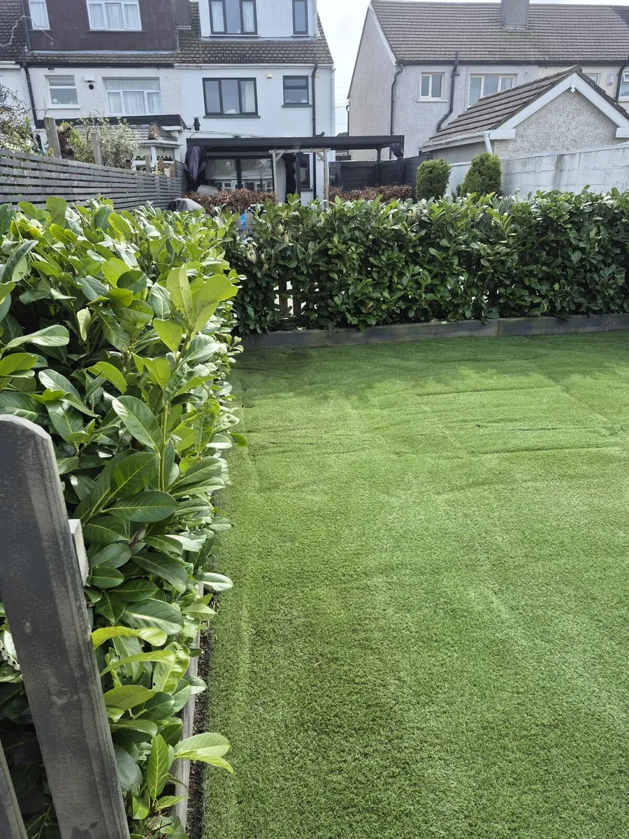 Artificial grass,  hedging, fence, sleepers - Image 1