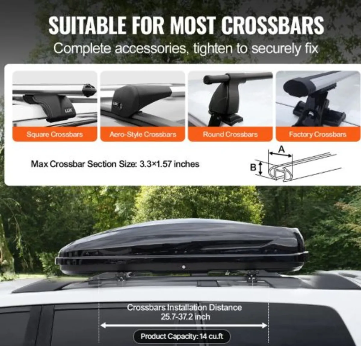 Rooftop Cargo Carrier, 14 Cubic Feet Roof Cargo - Image 4