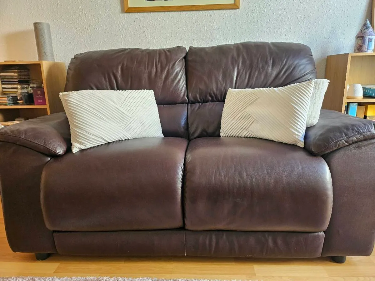 Brown Leather Sofa - Image 1
