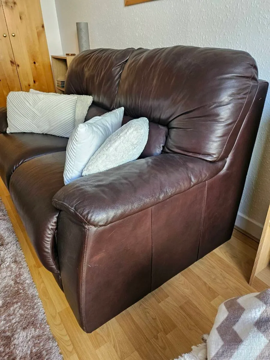 Brown Leather Sofa - Image 2