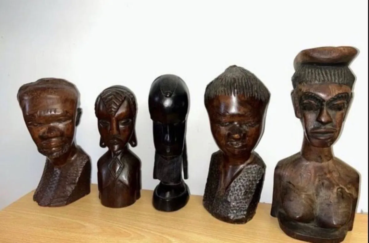 5 hand carved African tribal sculptures - Image 3