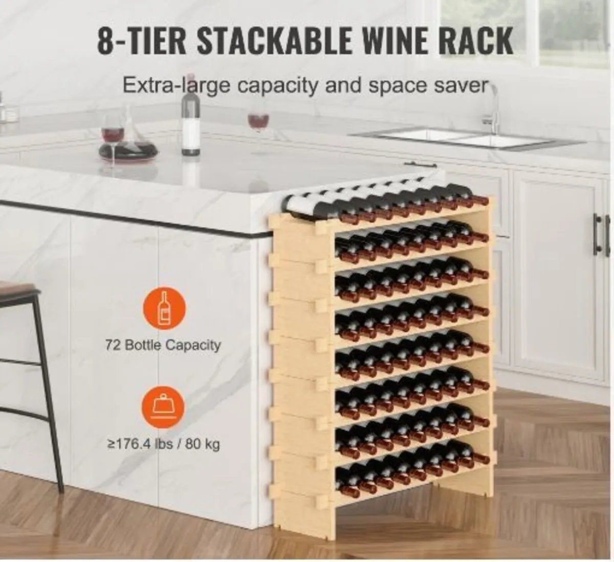 72 Bottle Stackable Modular Wine Rack - Image 2