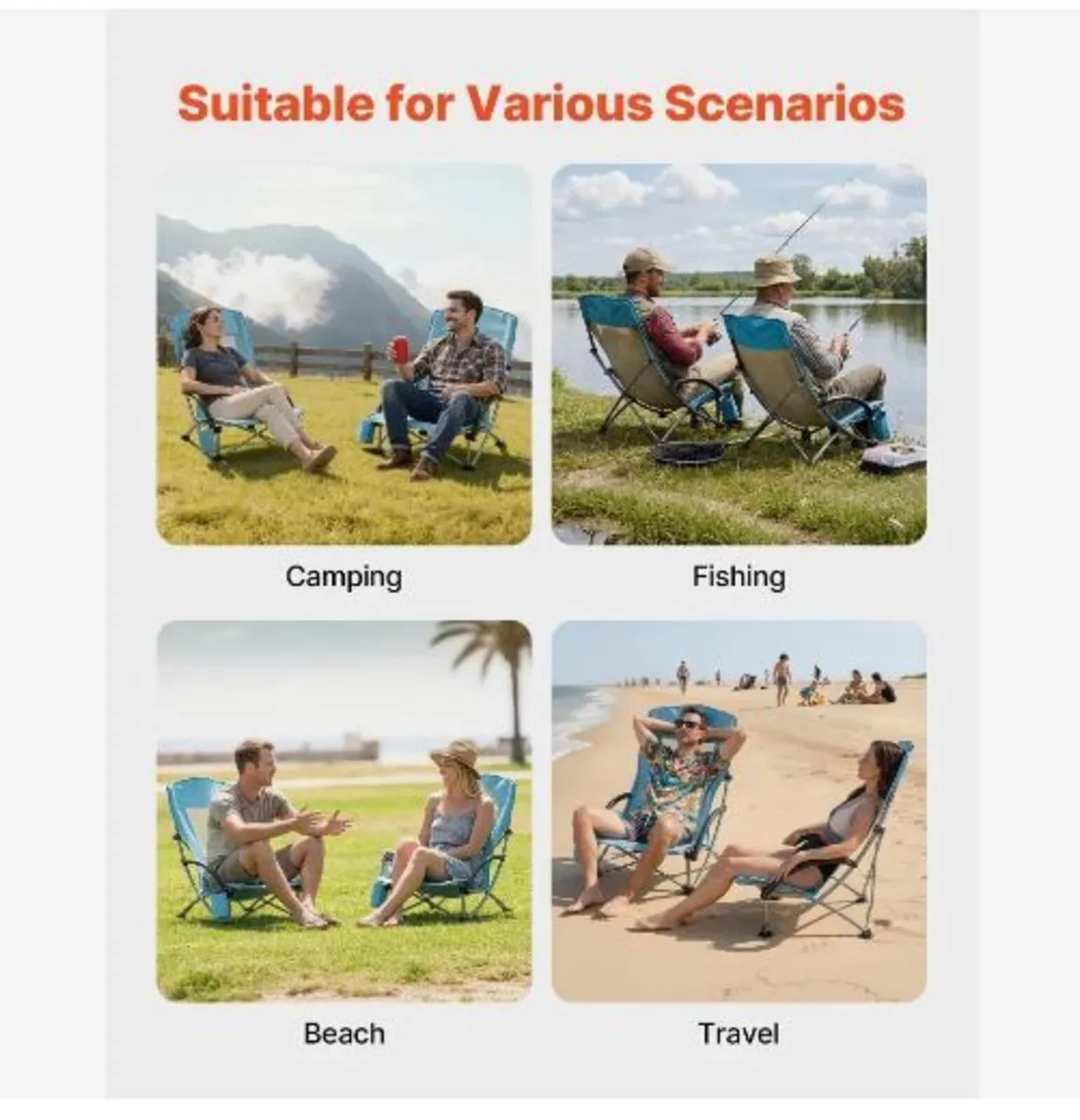 Folding Beach Chair, High Back Camping Chairs - Image 4