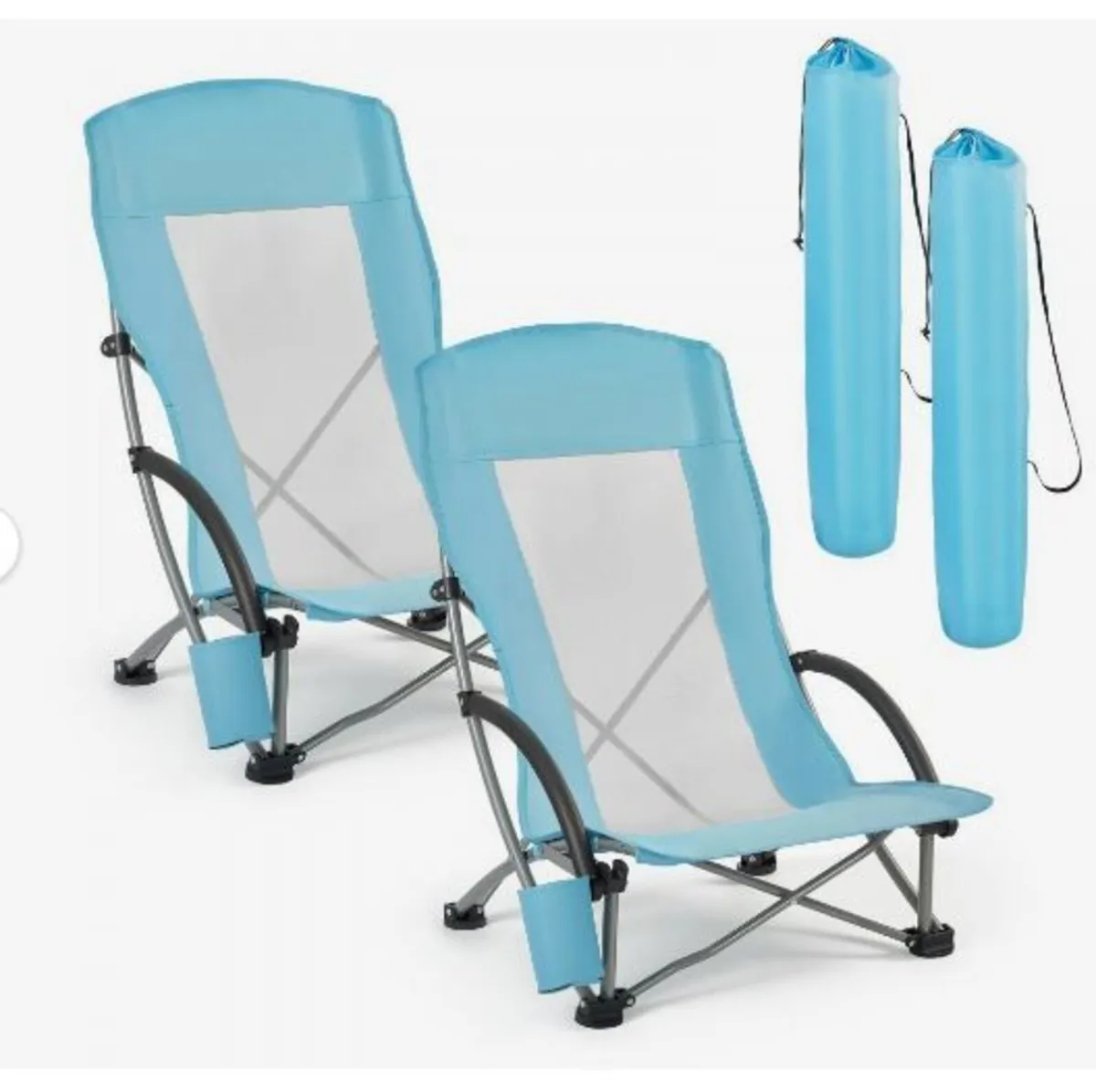 Folding Beach Chair, High Back Camping Chairs - Image 1
