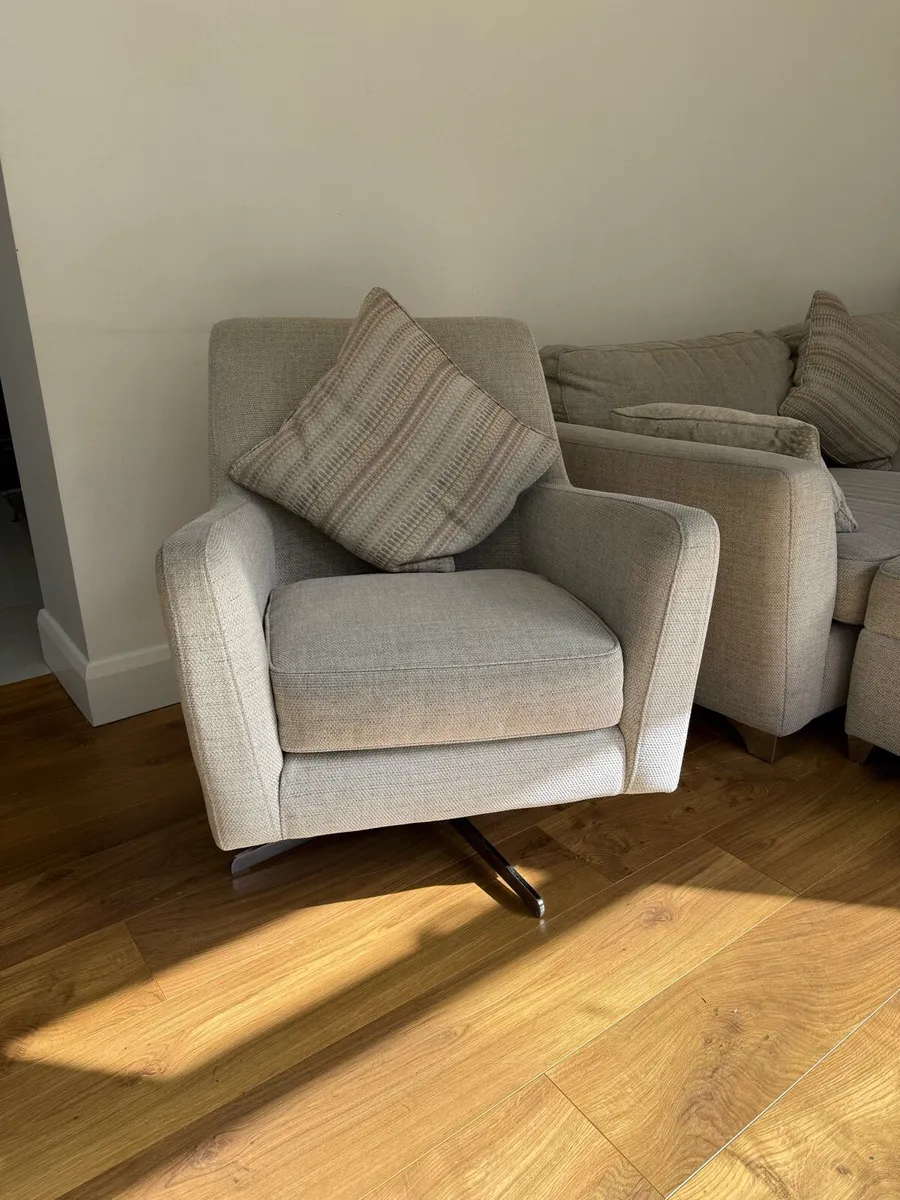 Couch with swivel chair and ottoman footstool - Image 3