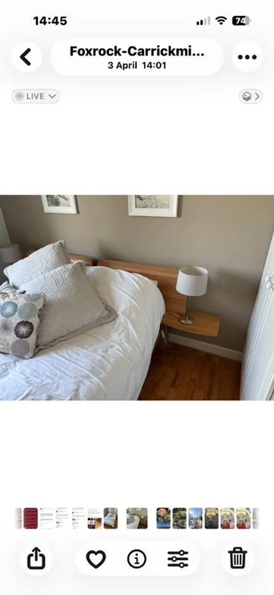 5 foot bed frame with headboard and side selves - Image 2