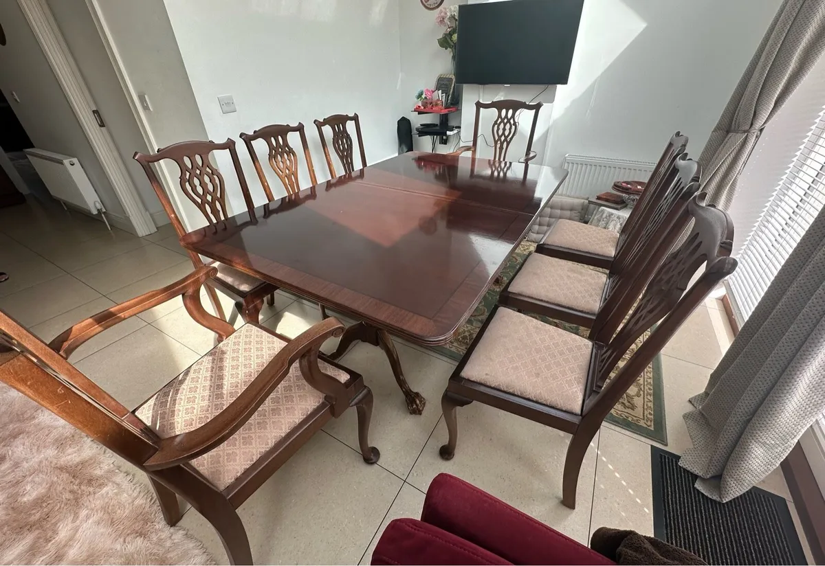 Classic dinning chairs 8x (antique, mahogany wood) - Image 4