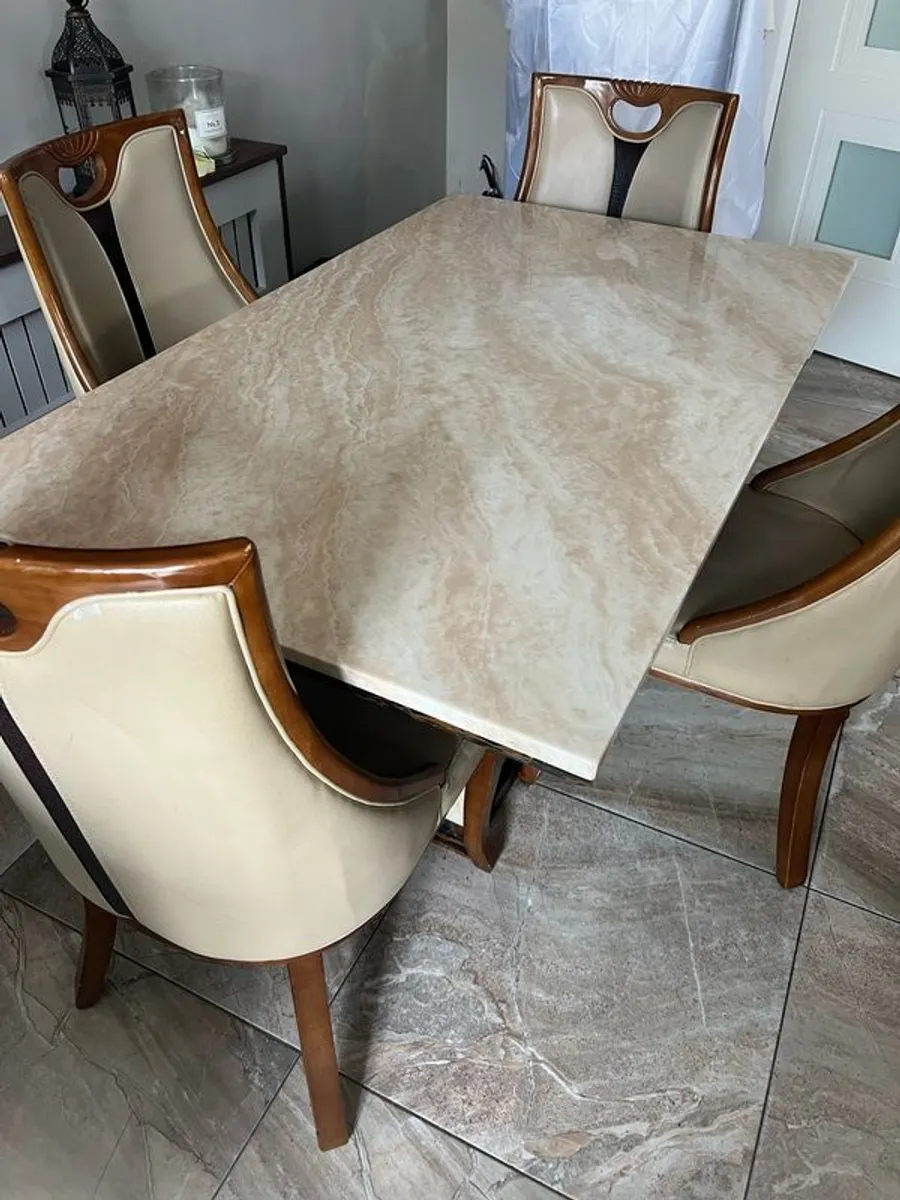 Marble table and 4 chairs - Image 2
