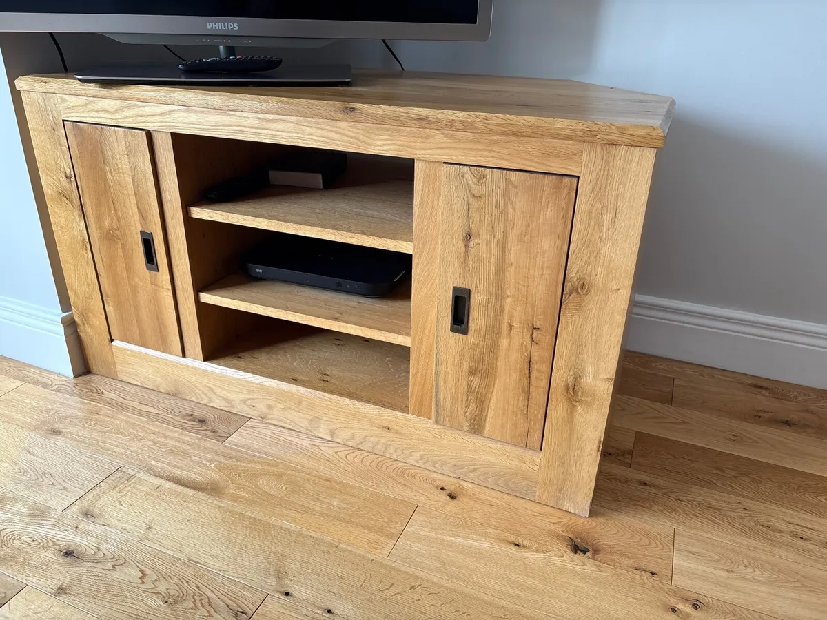 Wooden Oak TV stand and Tall Corner Unit - Image 1