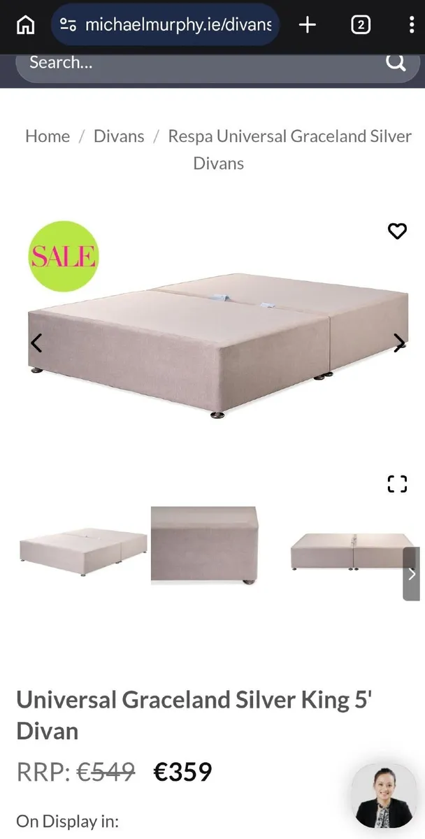 5ft (king size) double bed diva and mattress - Image 1