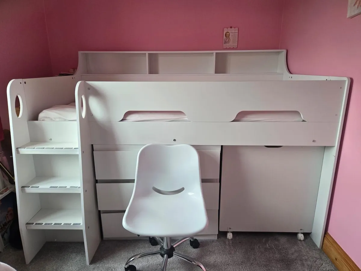 bunk bed with storage,drawers, desk and chai - Image 1