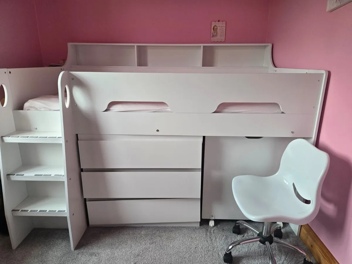 bunk bed with storage,drawers, desk and chai - Image 2