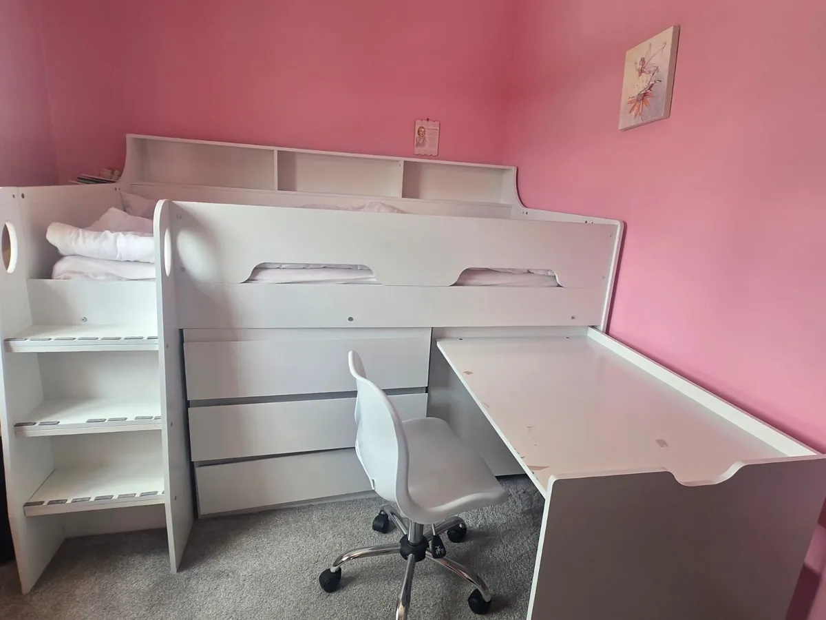 bunk bed with storage,drawers, desk and chai - Image 3