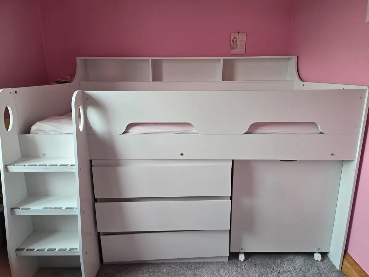 bunk bed with storage,drawers, desk and chai - Image 4