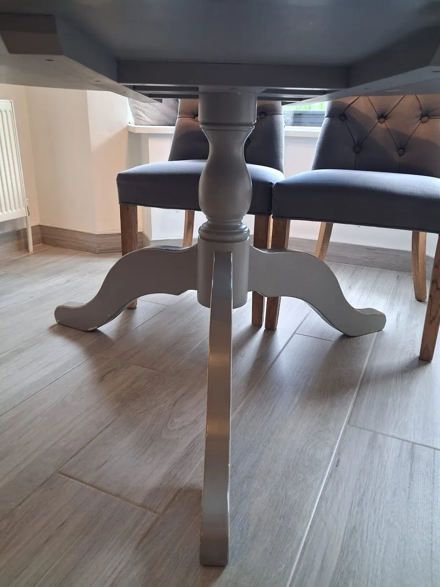 Grey Round Dining Table With Glass Top - Image 2