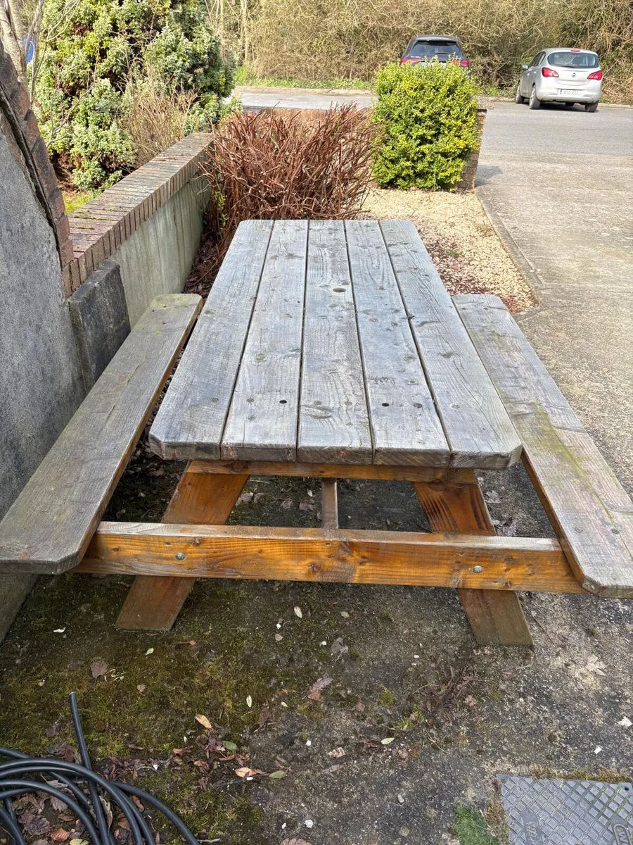 Wooden picnic bench - Image 1