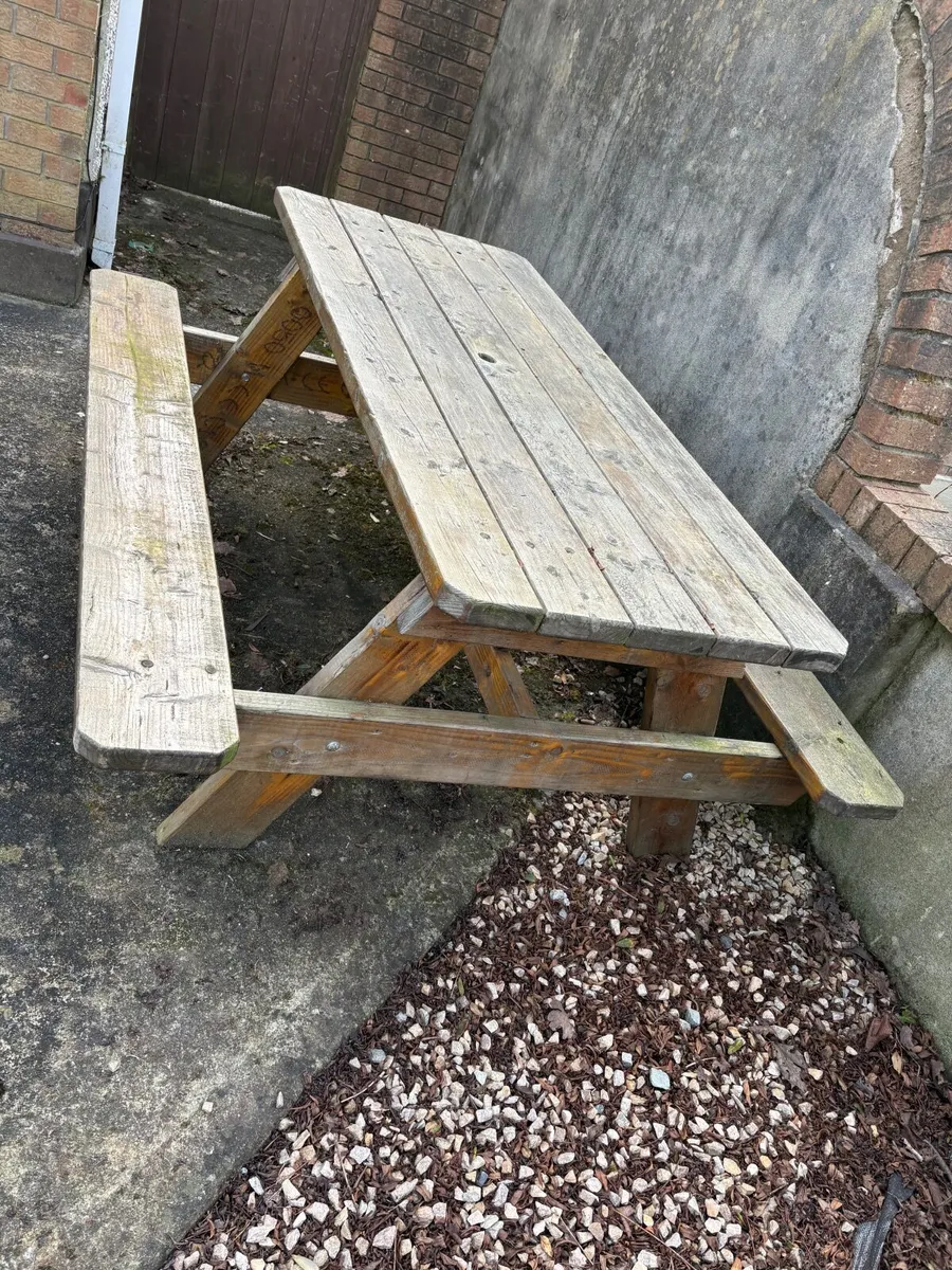 Wooden picnic bench - Image 2