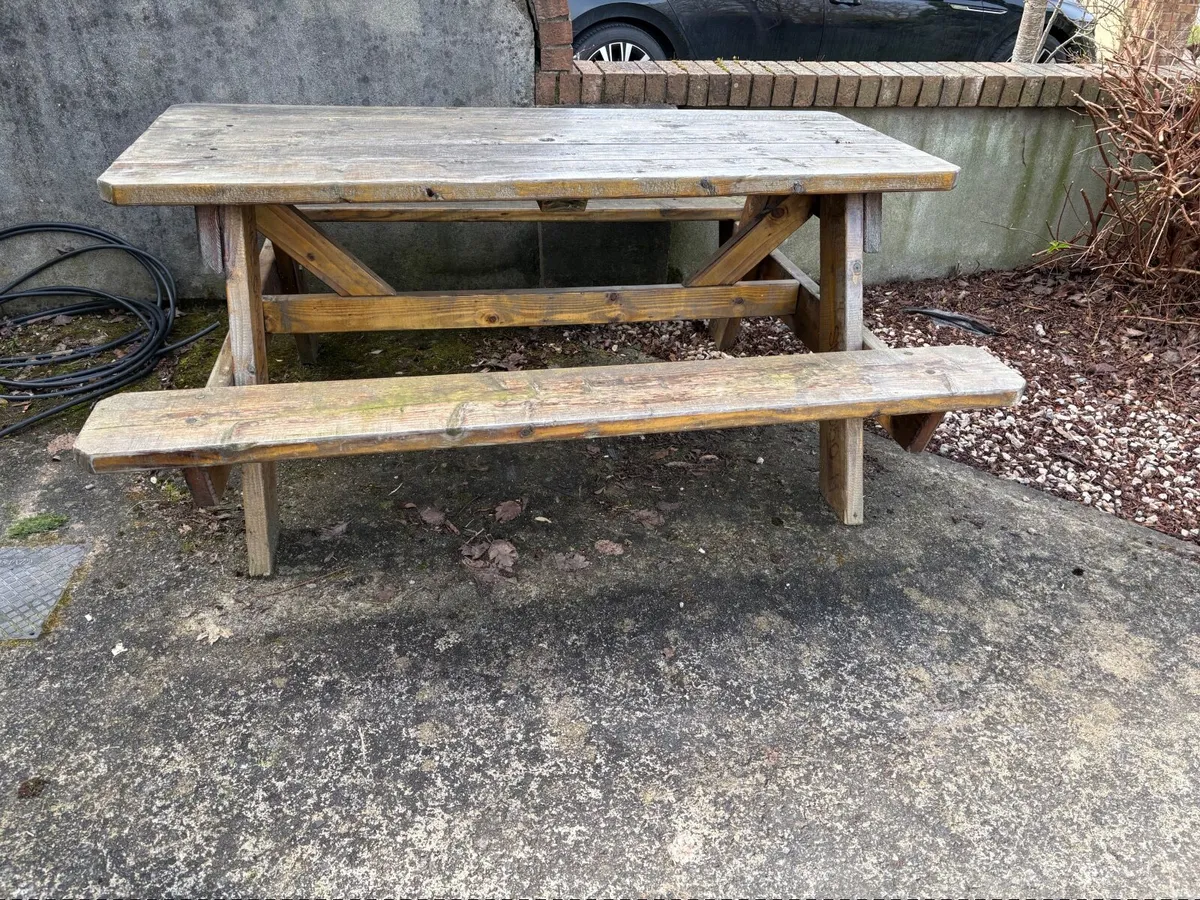 Wooden picnic bench - Image 3