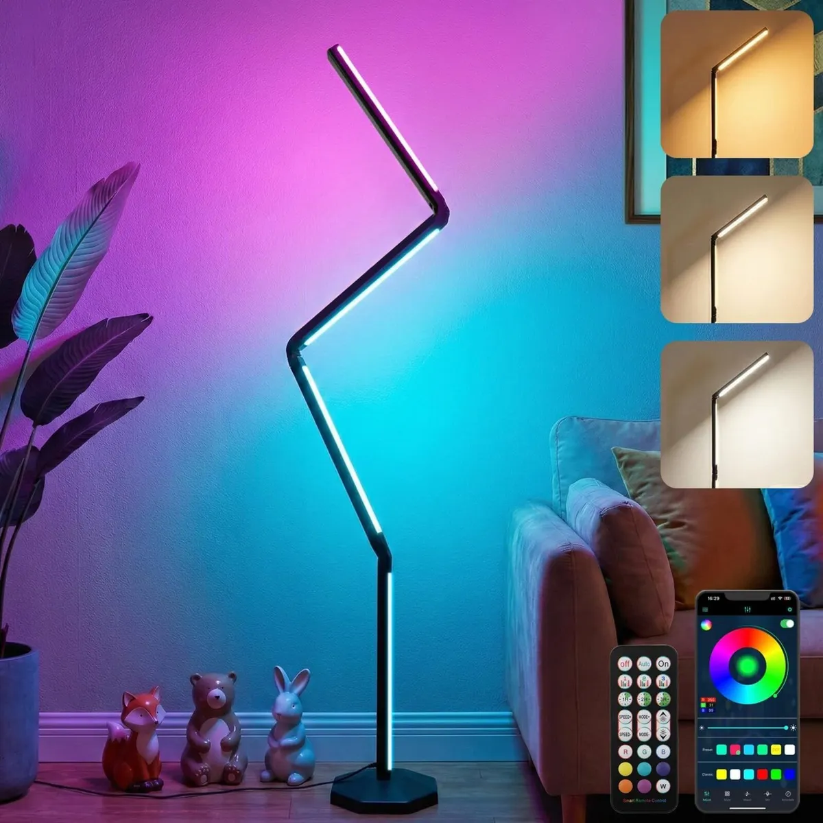 LED RGB Corner Floor Lamp Foldable Light 2200K-650 - Image 1