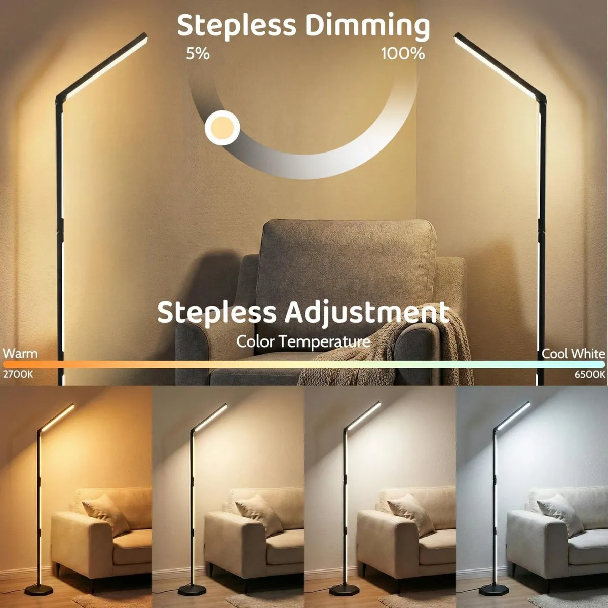 LED RGB Corner Floor Lamp Foldable Light 2200K-650 - Image 2