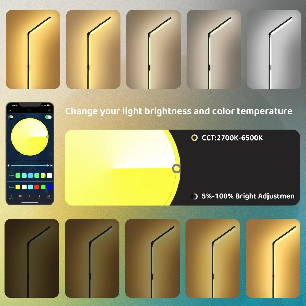 LED RGB Corner Floor Lamp Foldable Light 2200K-650 - Image 4