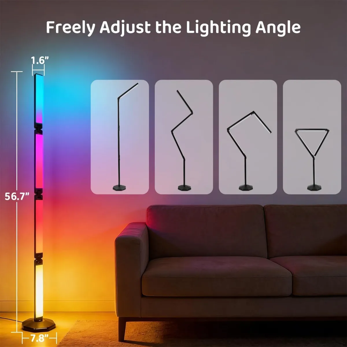LED RGB Corner Floor Lamp Foldable Light 2200K-650 - Image 3