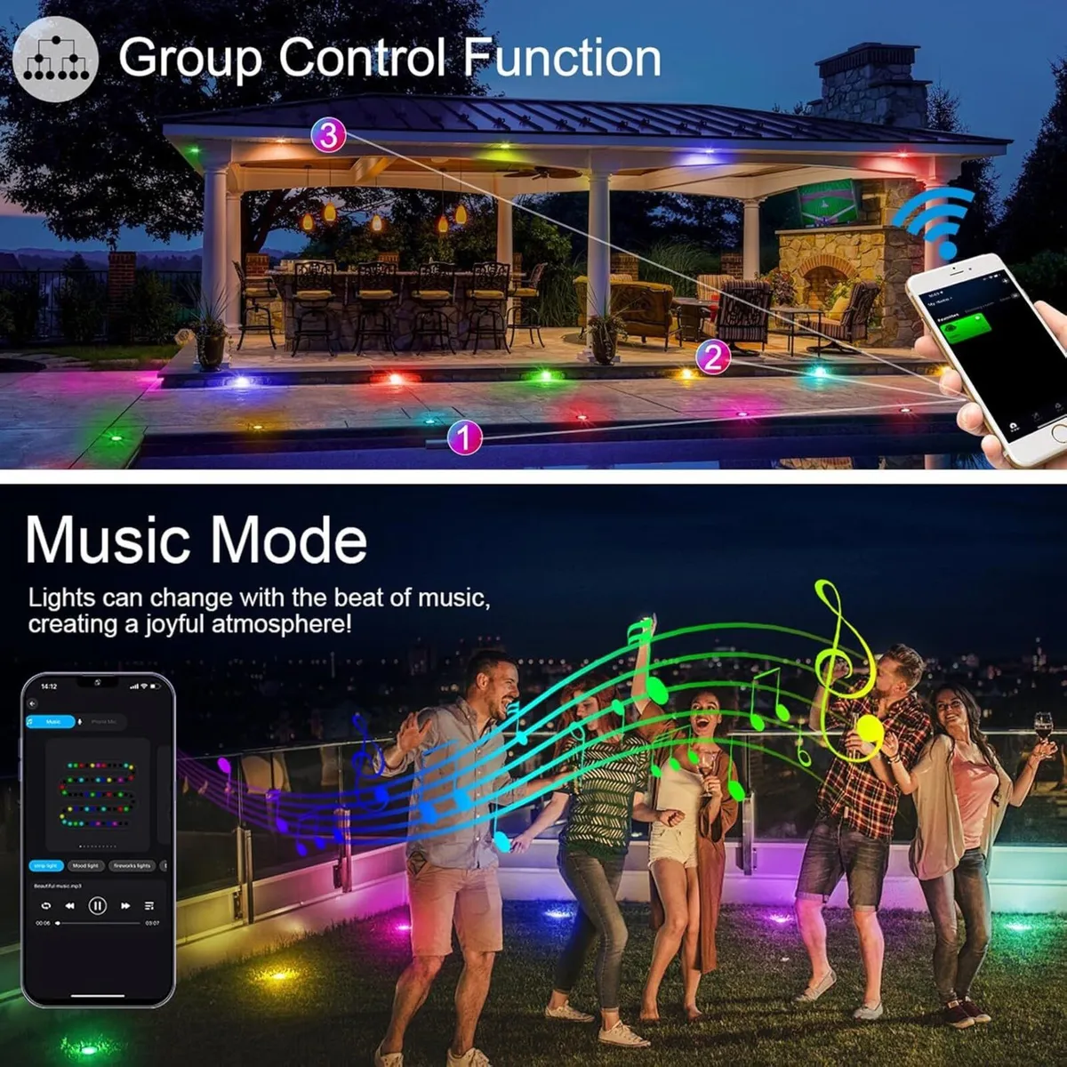 WiFi LED Decking Lights RGBW Patio Lighting Ø31MM - Image 4