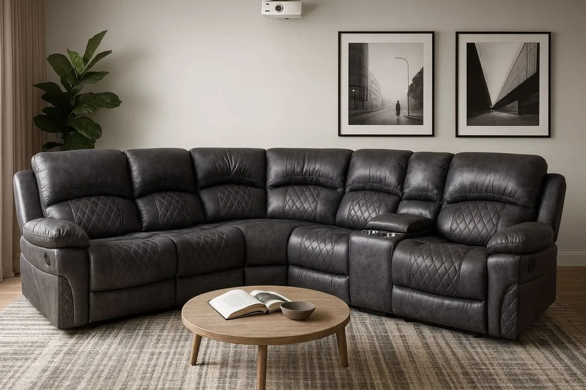 NEW Nando Grey Suede Fabric Sofa - Image 1