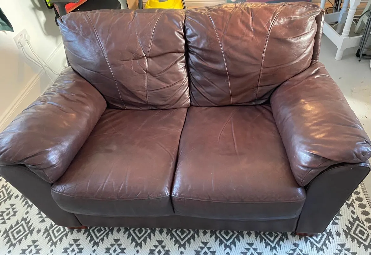 Leather couch two seater - Image 4
