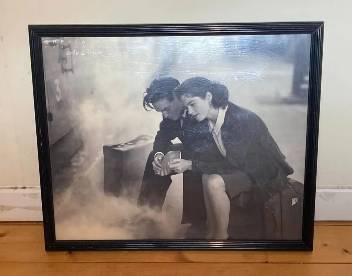 Large Framed Vintage “Au Revoir” Print | Wall Art - Image 1