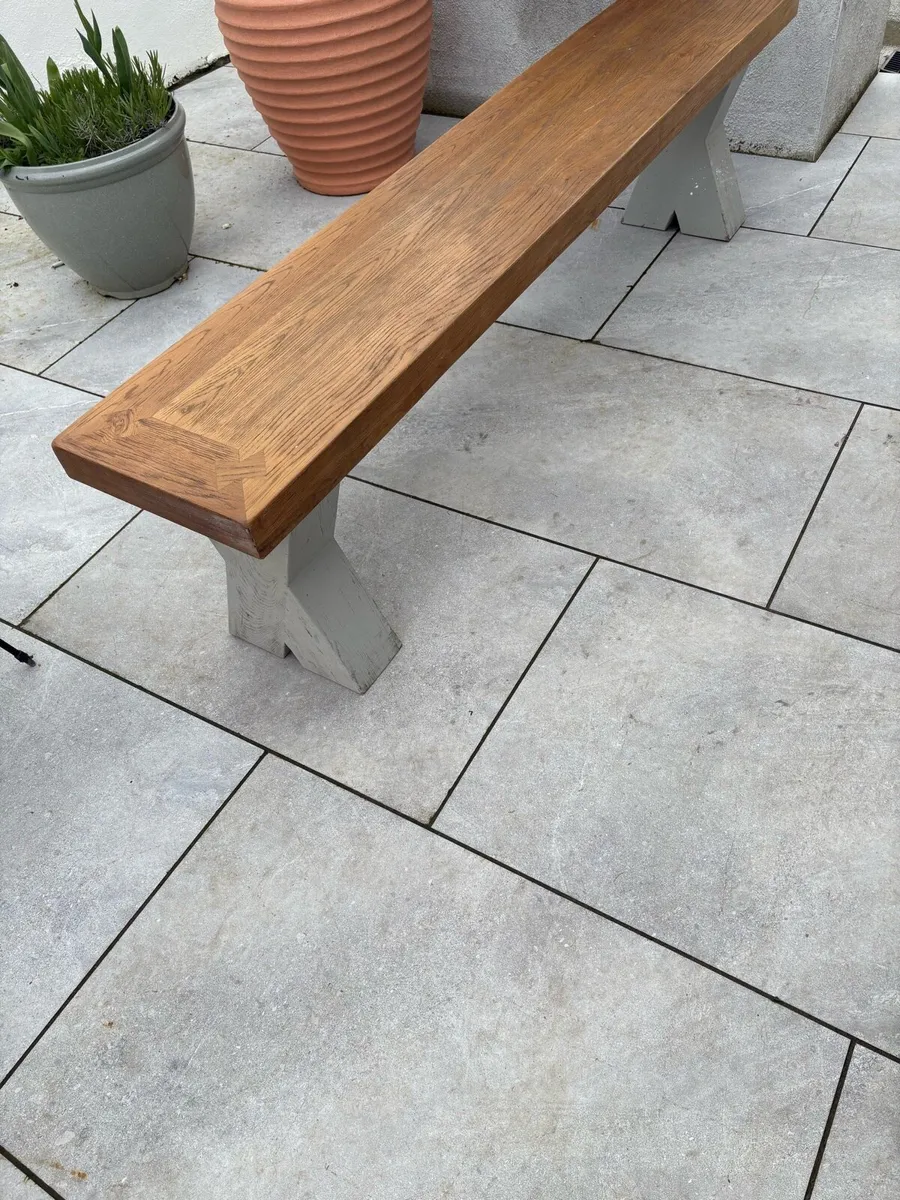 2 solid wood benches and coffee table - Image 2