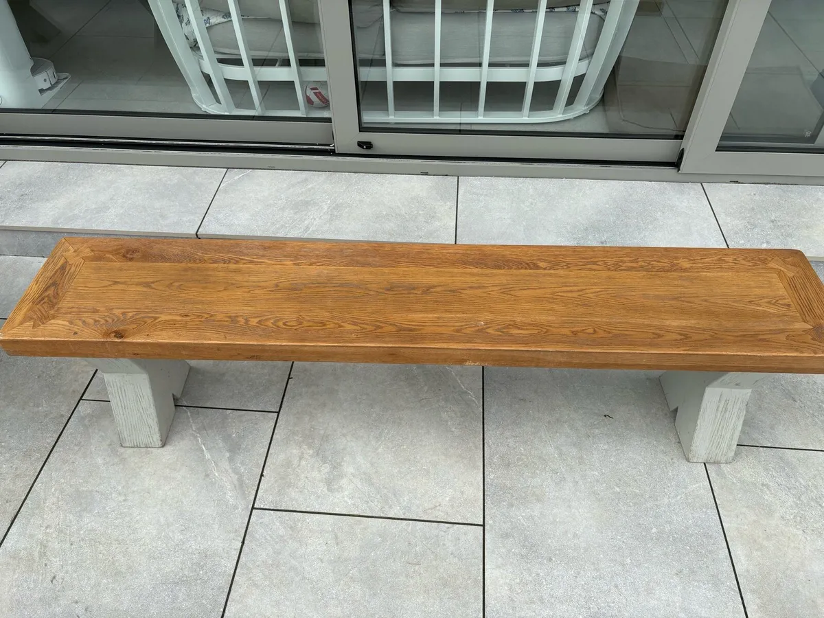 2 solid wood benches and coffee table - Image 4