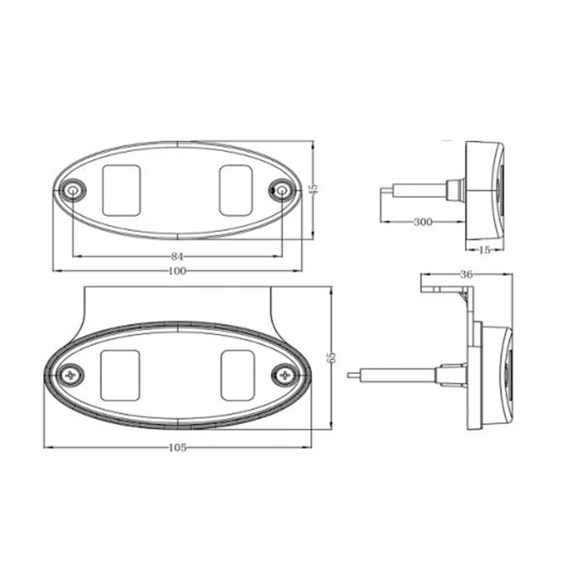 LED Oval Marker Light with Removable Bracket - Image 2